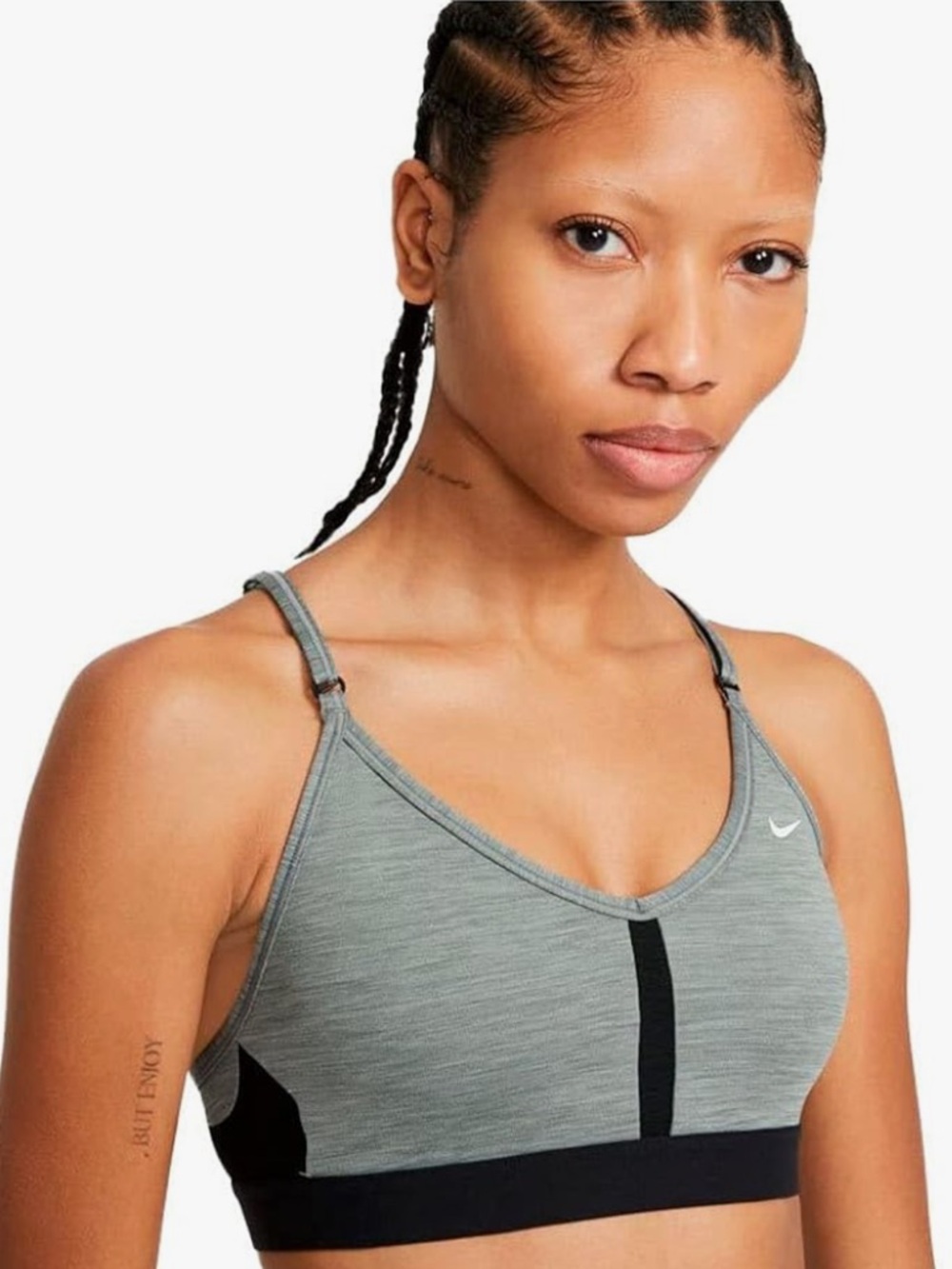 NIKE Dri-Fit Indy Light Gray Black Sports Bra $40 XXL EUC KL
